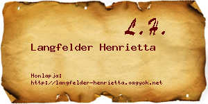Langfelder Henrietta névjegykártya